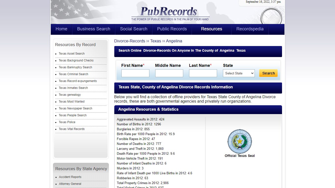 Angelina County, Texas Divorce Records